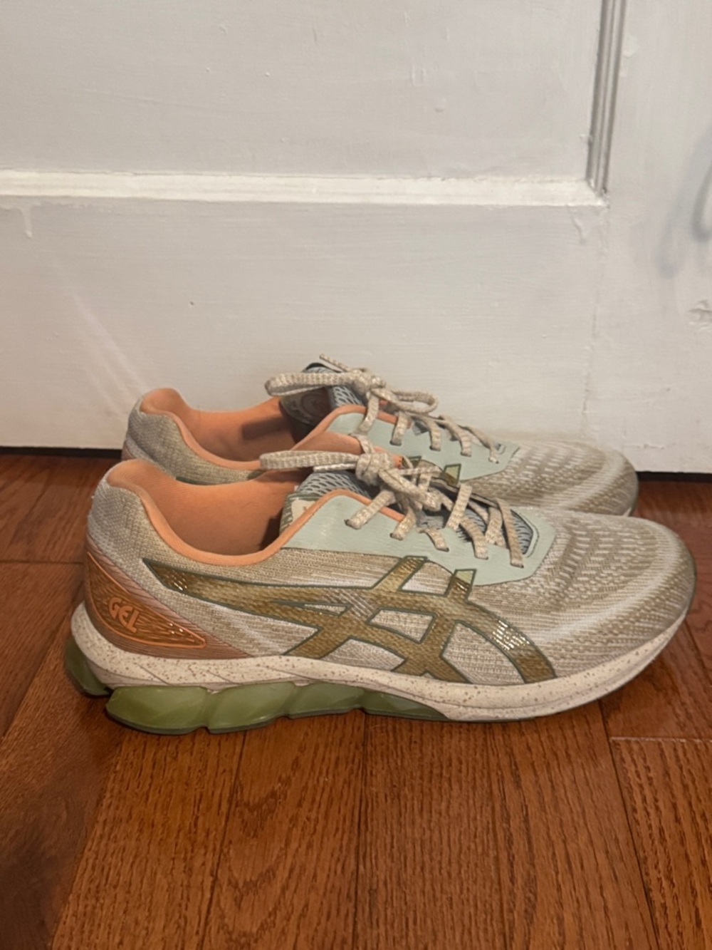 ASICS Men’s Running Sneakers in Sage Green and Peach